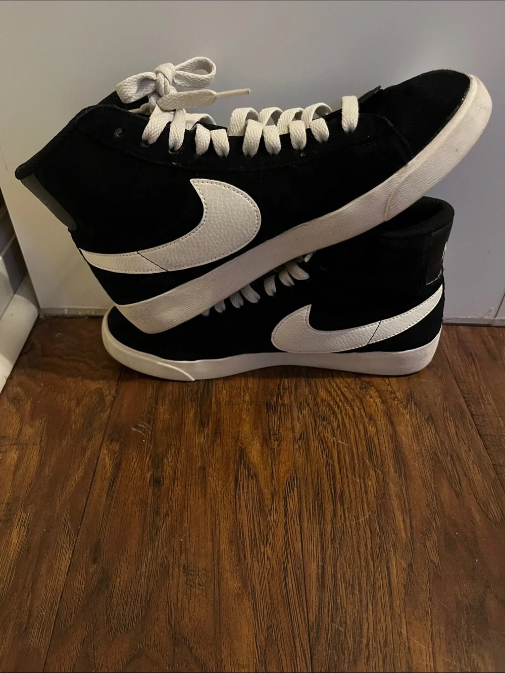 Kids Black and White Nike Blazers
